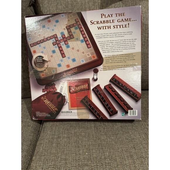 Vtg Scrabble Crossword Board Game Deluxe Edition Rotating Turntable 2001 Read - Picture 13 of 16